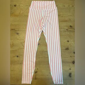 Spiritual Gangster Pink and White Striped Leggings Size XS